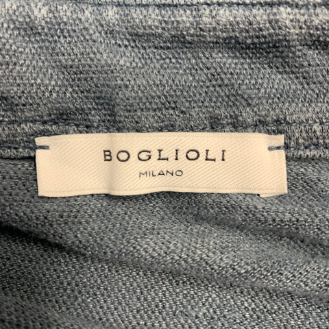 BOGLIOLI Size XS Blue Linen Half Placket Polo