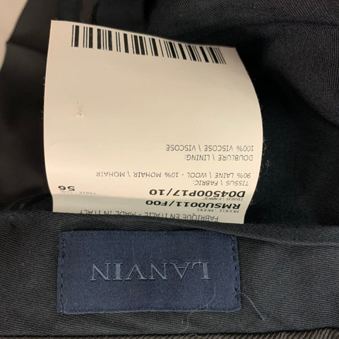 LANVIN Taille 46 Noir Solide Laine Mohair Peak Revers Smoking