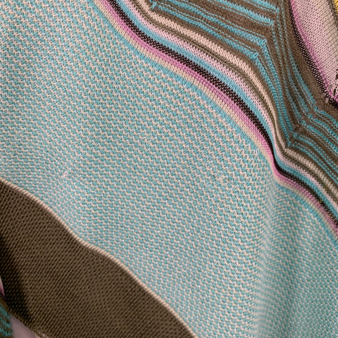 M MISSONI One Size Green Yellow Cotton Blend Zig Zag Shawl Casual Top