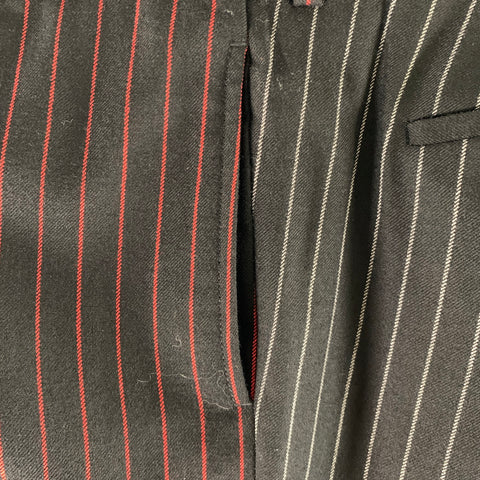 GIVENCHY Size 31 Black Red Grey Pinstripe Wool Straight Dress Pants