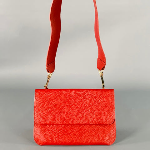 CUYANA Red Pebble Grain Leather Clutch Crossbody Bag