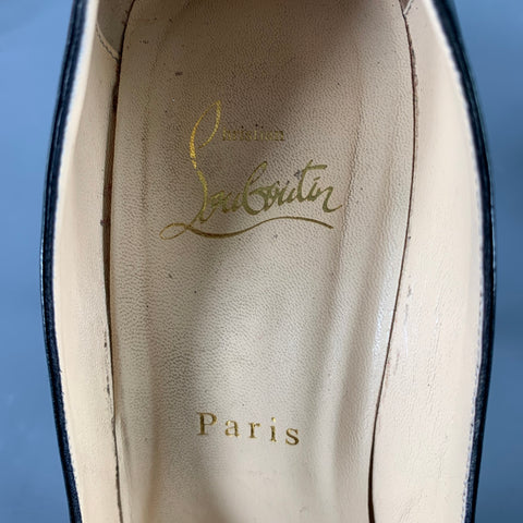 CHRISTIAN LOUBOUTIN Size 8.5 Black Leather Platform Pumps