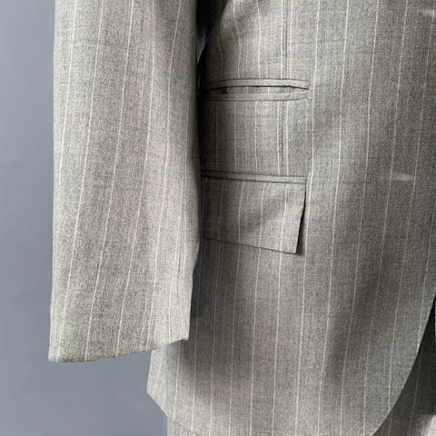 POLO by RALPH LAUREN  Size 38 Grey Light Grey Stripe Virgin Wool 29 32 Suit