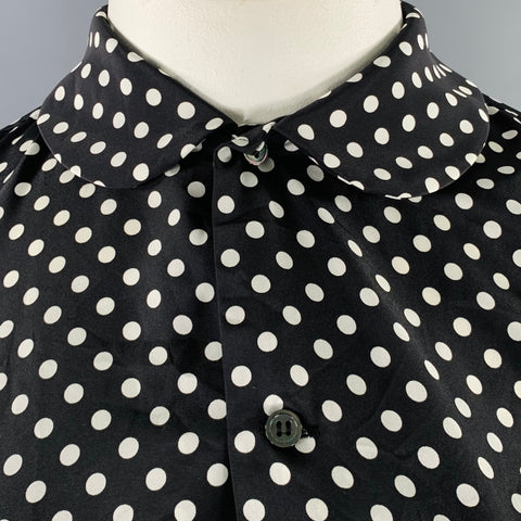 COMME des GARCONS Size L Black White Polyester Polka Dot Patch Pocket Shirt