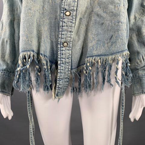 LEVI STRAUSS x FACETASM SS20 Size XS Mutation Blue Cotton Distressed Western Shirt