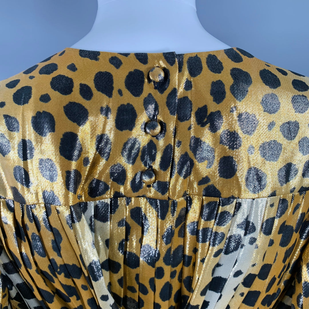 slim fit dress slacks MARC JACOBS Size 0 Gold Black Silk Metallic Animal Print Pleated Dress –  Sui Generis Designer Consignment