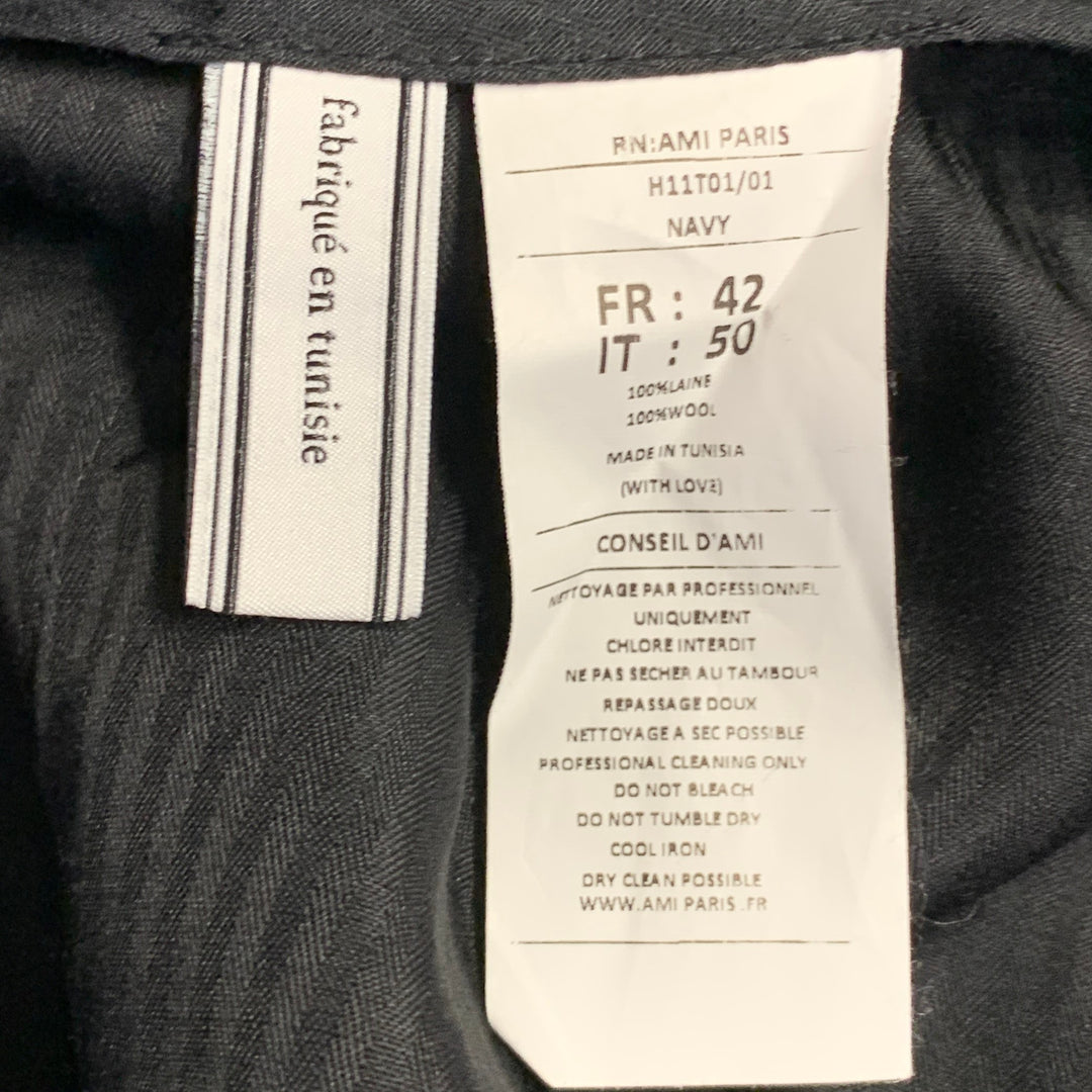 AMI by ALEXANDRE MATTIUSSI Size 30 Navy Wool Tapered Zip Fly Dress Pants