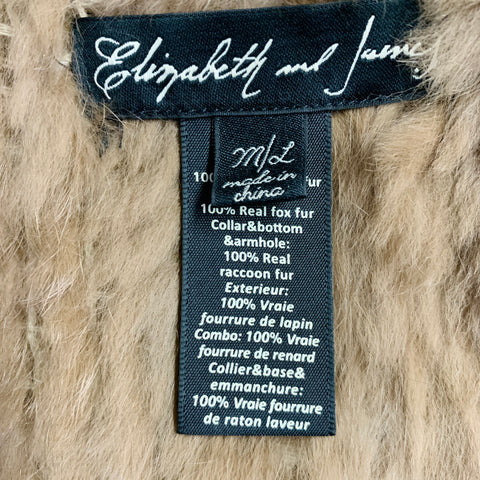ELIZABETH and JAMES Size M/L Brown Mixed Furs Hook Eye Vest