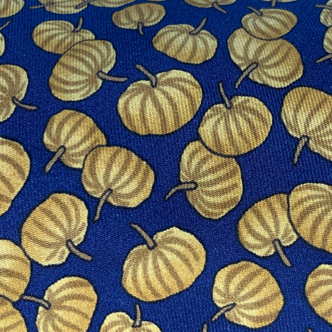 HERMES Navy Beige Pumpkins Silk Tie