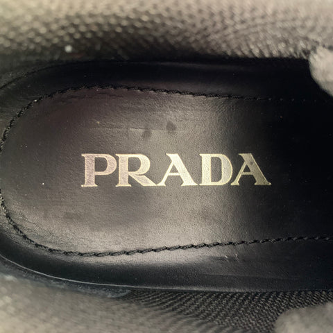 PRADA Size 7.5 Black Mesh Leather Sneakers