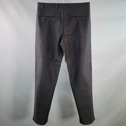 ARPENTEUR Size 32 Grey Charcoal Stripe Wool Pleated Dress Pants