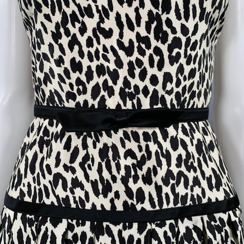 VALENTINO Size S White Black Animal Print Halter Cocktail Dress