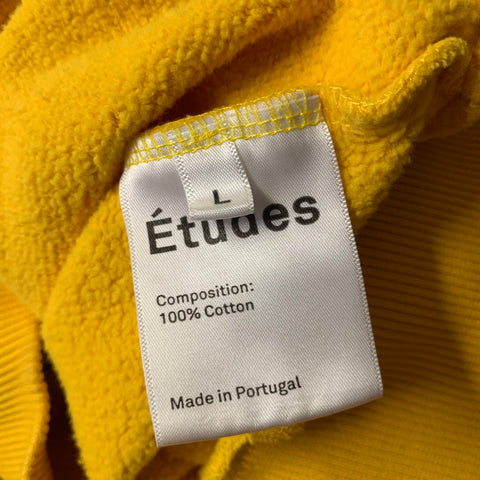 ETUDES Size L Yellow Stars Cotton Hoodie Sweatshirt