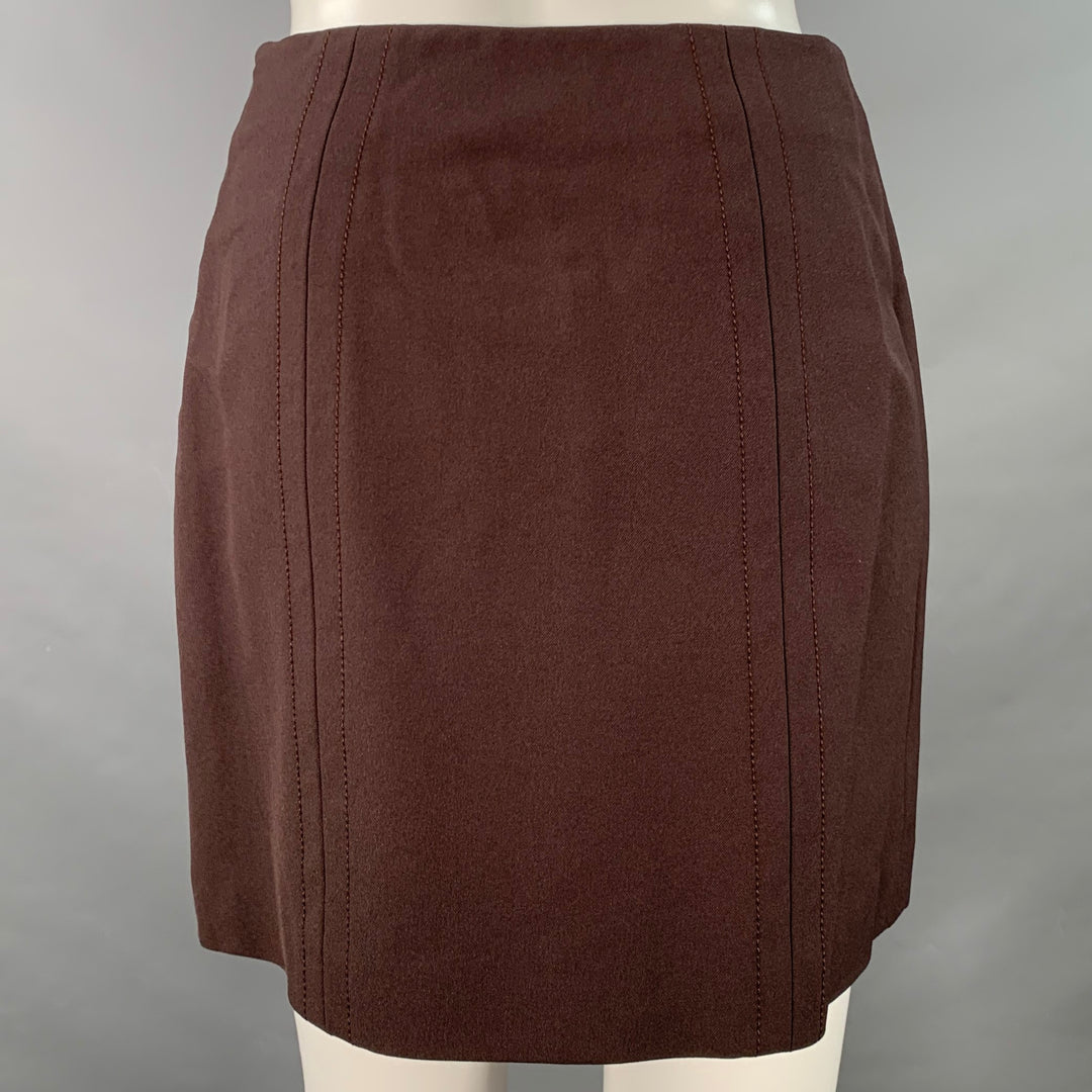 FUTURE OZBEK Size 6 Brown Rayon Blend Single Breasted Blazer Mini Skirt Set