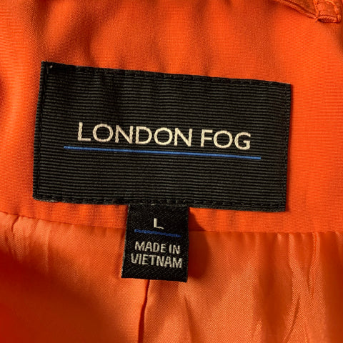 LONDON FOG Size L Orange Polyester Double Breasted Trench Coat