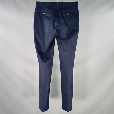 RALPH LAUREN Size 28 Navy Cotton Blend Slim Straight Zip Fly Dress Pants