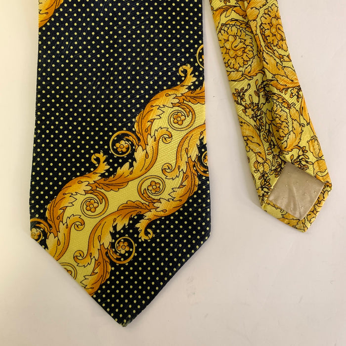 GIANNI VERSACE Black Yellow Silk Tie
