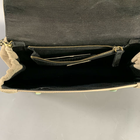 SHANGHAI TANG Tan Mint Suede Silk Nylon Handbag & Leather Goods