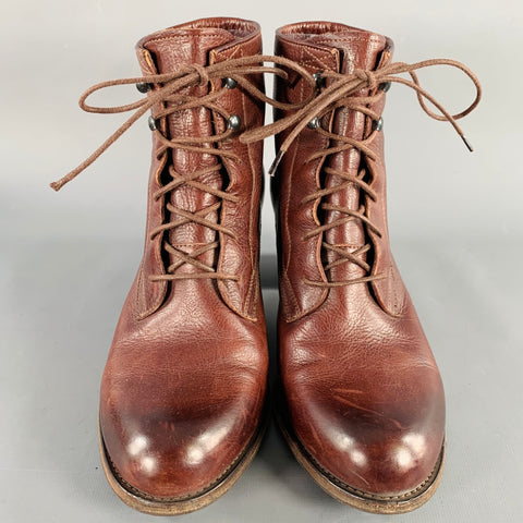 N.D.C. Size 10 Brown Leather Lace-Up Boots