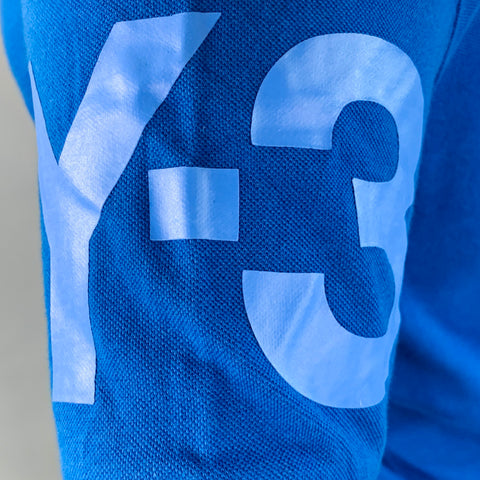 Y-3 Size M Blue Cotton Logo Half Placket Polo