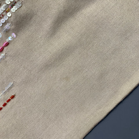 ETRO Beige Multi Color Beaded Leather Wool Silk Sequined Scarf