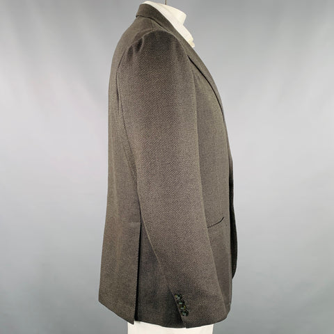 SARTORIO Size 44 Green Grey Woven Wool Notch Lapel Sport Coat