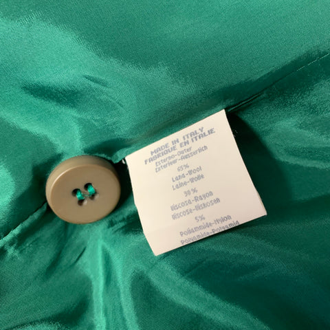 BYBLOS Taille S Costume Pantalon Vert en Mélange de Laine à Revers Crantés