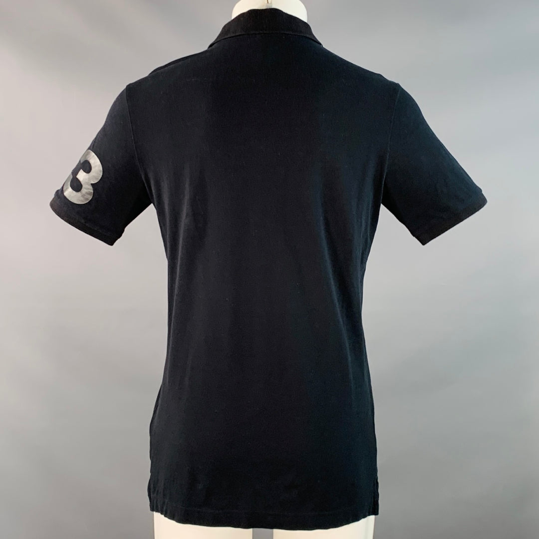 Y-3 Size M Black Cotton Logo Half Placket Polo