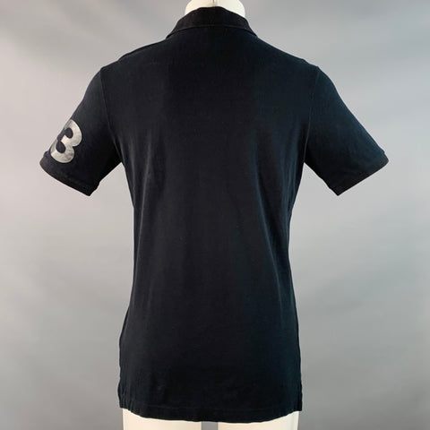 Y-3 Size M Black Cotton Logo Half Placket Polo