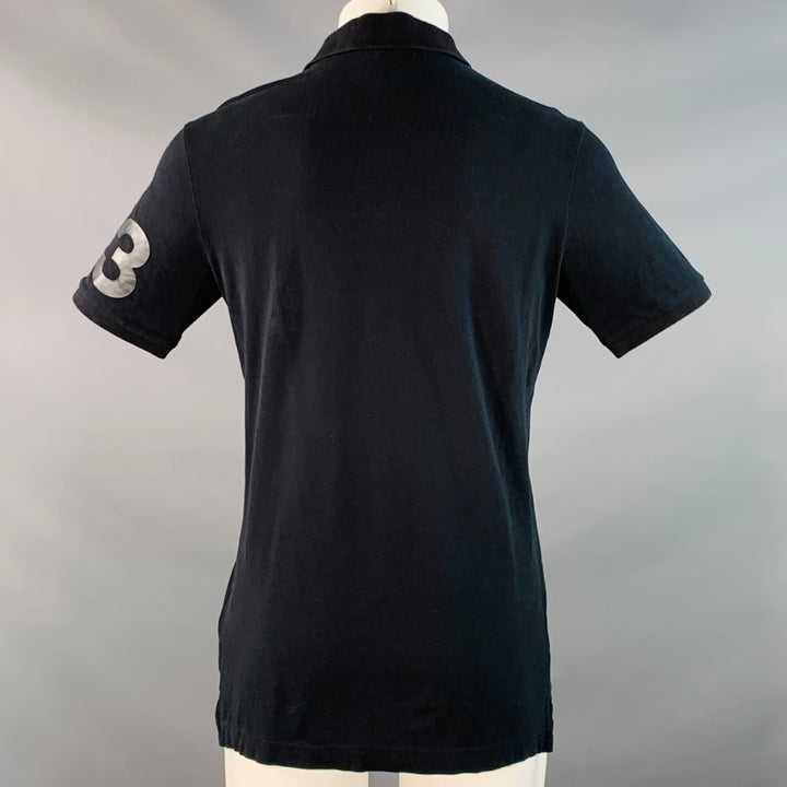 Y-3 Size M Black Cotton Logo Half Placket Polo