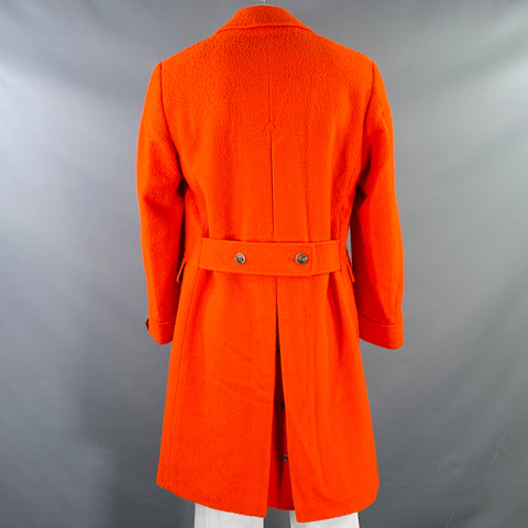CANTARELLI Size 42 Orange Textured Wool Double Breasted Coat
