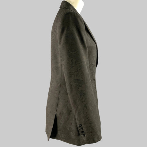 DOLCE & GABBANA Size 12 Black Polyester Blend Floral Jaquard Blazer
