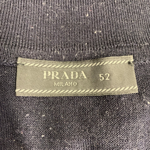 PRADA Size L Navy Knit Cotton Buttoned Polo