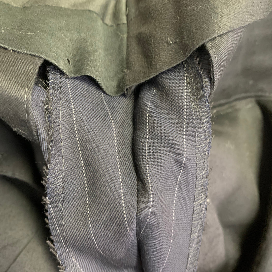 RALPH LAUREN Size 38 Regular Navy Grey Pinstripe Wool Notch Lapel Suit