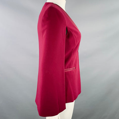 TED BAKER Size L Burgundy Polyester Blend Eye Hook Cape Jacket Blazer