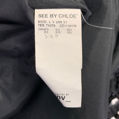SEE By CHLOE Size M Black Silk Bubble Hem Cocktail Dress