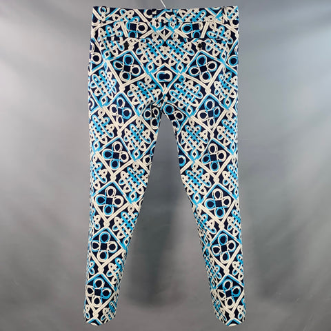 MR TURK Size 34 Clyde Navy Blue White Knots Cotton Blend Tapered Casual Pants