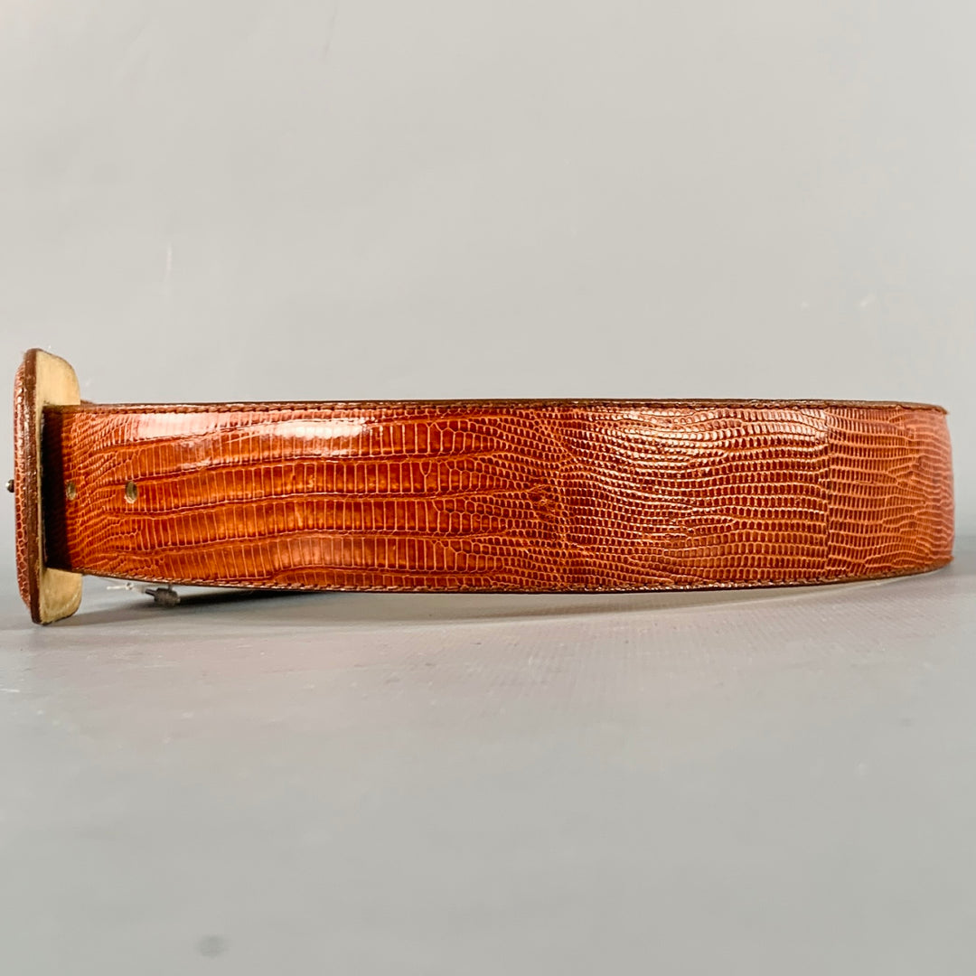LINDA ALLARD Size S Brown Cognac Lizard Leather Covered Buckle Belt LINDA ALLARD Size S Brown Cognac Lizard Leather Covered  main image 3