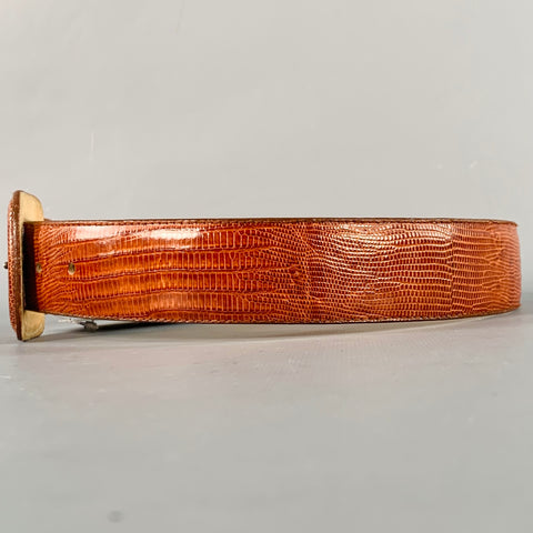 LINDA ALLARD Taille S Marron Cognac Ceinture Boucle Recouverte Cuir Lézard