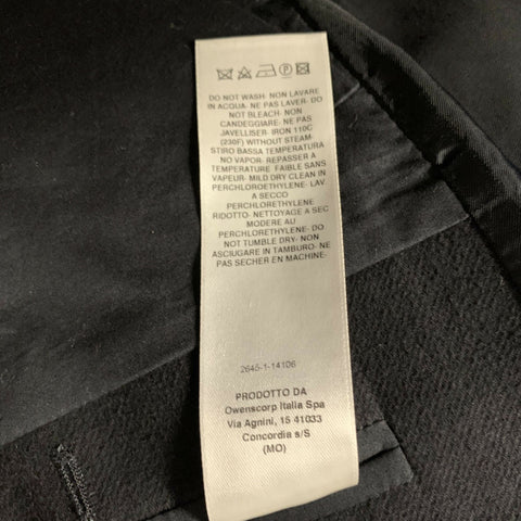 RICK OWENS FW2019 Size M Black Cotton &  Silk Collarless Coat