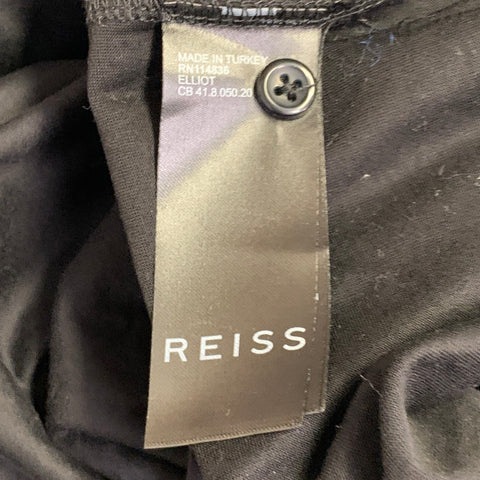 REISS Size S Elliot Black Cotton One Pocket Polo