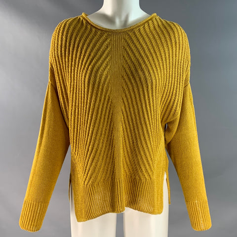 OSKA Size S Yellow Linen Long Sleeve Pullover
