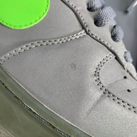 NIKE Size 8 Air Force 1 Silver Neon Reflective Mixed Fabrics High Top Sneakers