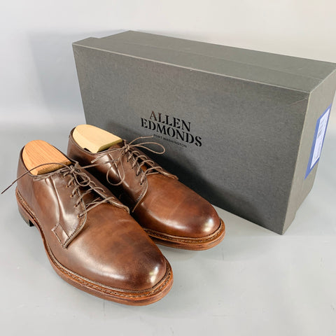 ALLEN EDMONDS Size 7 Leeds Brown Cigar Leather Derby Lace-Up Shoes