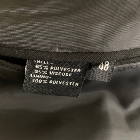 DAVID MAYER Chest Size 38 Black Polyester & Viscose Peak Lapel Sport Coat