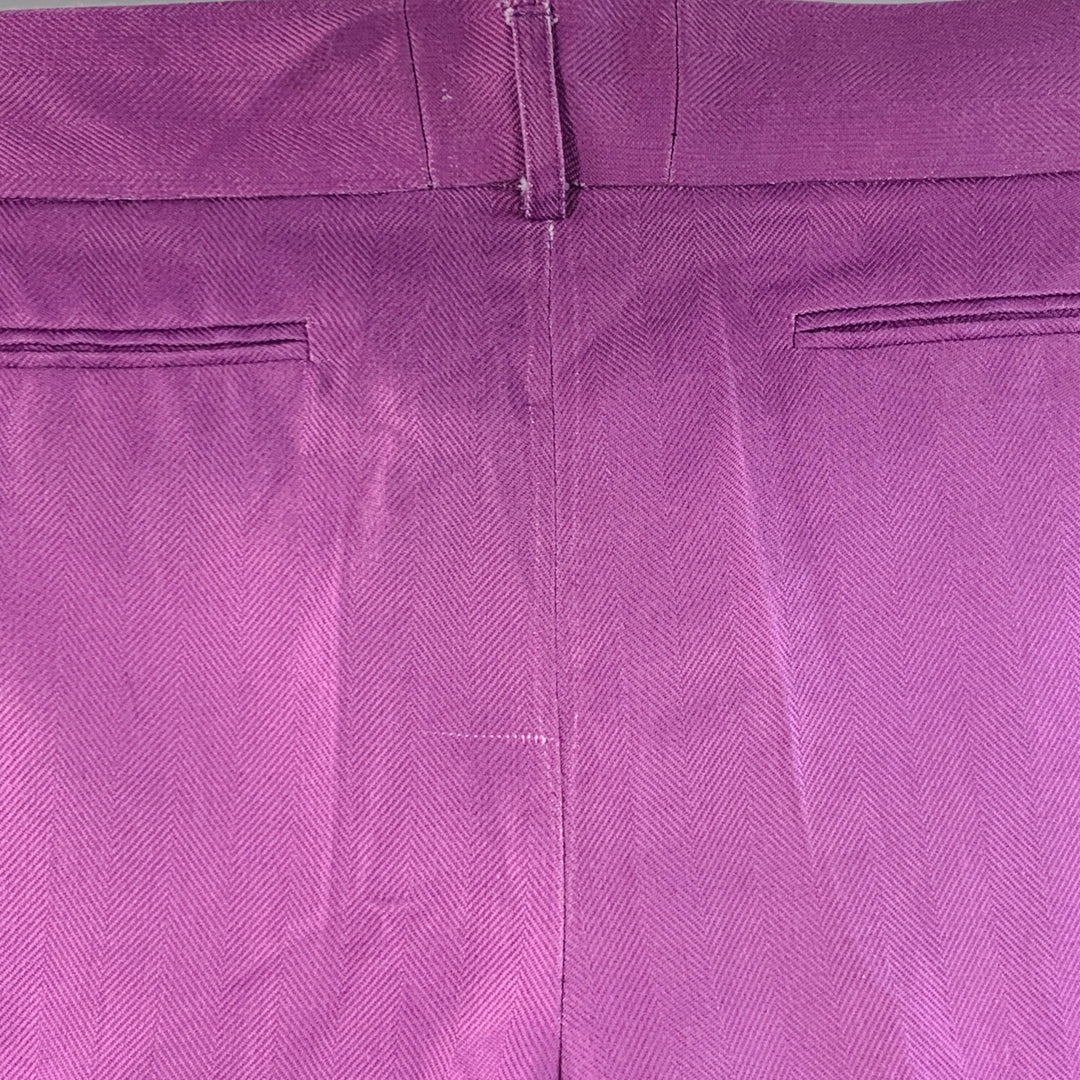 LABRUM Size 32 Purple Polyester Herringbone Pleated Dress Pants