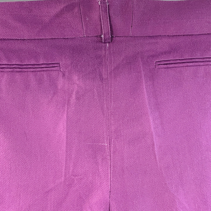 LABRUM Size 32 Purple Polyester Herringbone Pleated Dress Pants
