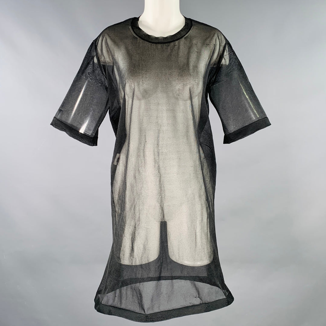 CALVIN KLEIN COLLECTION Size XS Wilson Black Mesh T-Shirt Dress Sui Generis Designer Consignment CALVIN KLEIN COLLECTION Size XS Wilson Black Mesh T-Shirt Dress Sui Generis Designer Consignment