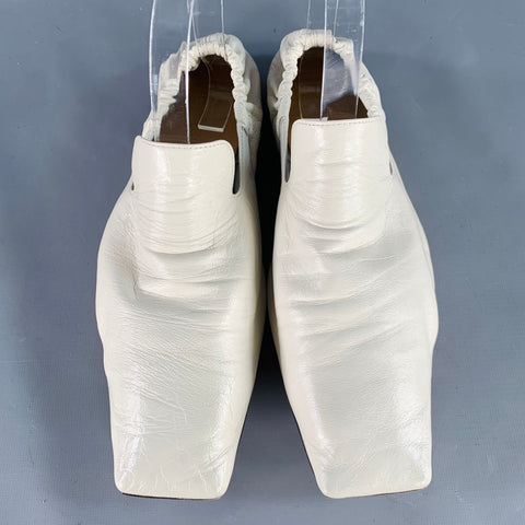 BOTTEGA VENETA Size 12 Crunch Lux Cream Leather Square Toe Flats