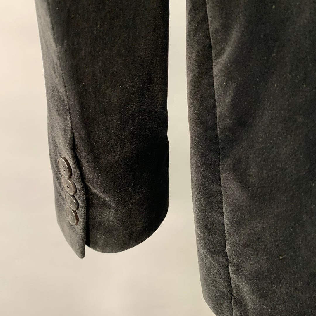 ARMANI COLLEZIONI Size 38 Regular Black Velvet Cotton Sport Coat